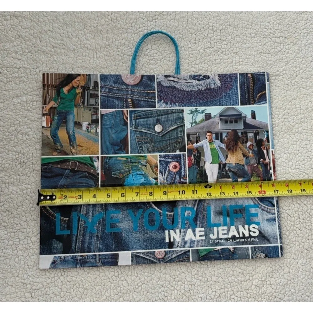 Vintage American Eagle Outfitters Paper Shopping Bag AE Jeans Y2K Era Gift Bags